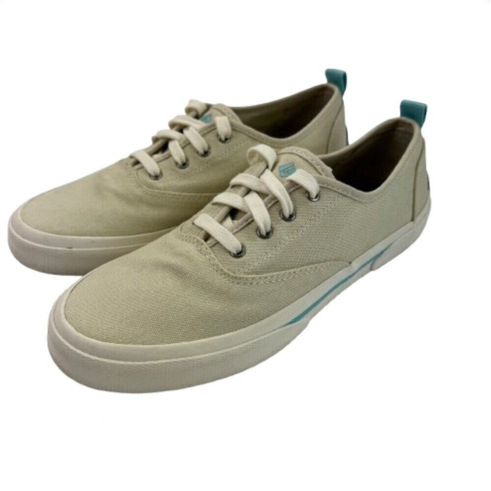 Sperry Pier Wave Sneakers Women’s 9.5 Beige Canvas Lace Up Casual